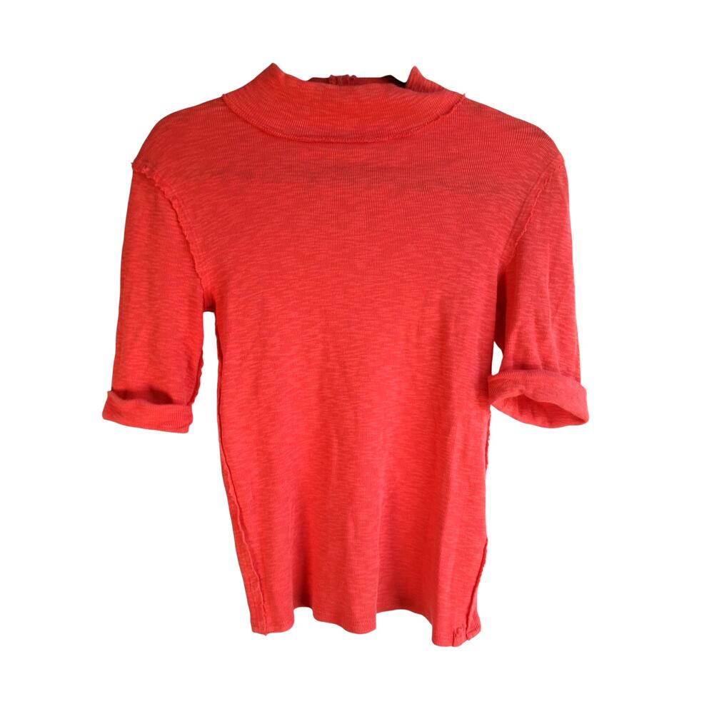 Free People We The Free Coral Raw Hem Slub Knit Tee Women's Small